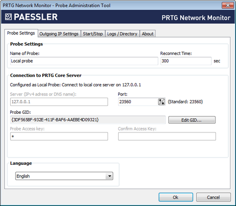 PRTG Probe Administrator (here: Local Probe on Core Server)