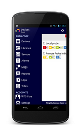 PRTG for Android — Main Menu Bar